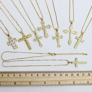 Nueva Selección de regalo de fiesta de vacaciones, collar de Cruz de Zirconia chapado en oro de 18 quilates, joyería religiosa exquisita - Product Image 6