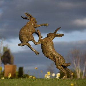 도매 사용자 정의 야외 정원 장식 금속 토끼 예술 공예 청동 거짓말 토끼 조각 금속 동물 조각 판매 - Product Image 6