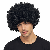 Perruque synthétique afro bouclée noire naturelle et volumineuse, unisexe, pour cosplay de clown amusant, costume de fête sportive ou de carnaval