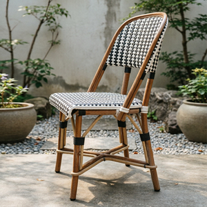 Chaise de bistrot française en rotin PE, structure en rotin naturel, sans accoudoirs, pour terrasse extérieure, café, jardin, <span class=keywords><strong>restaurant</strong></span> - Product Image 4