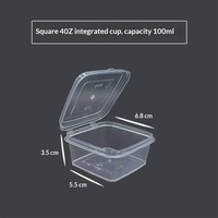 Petite boîte à emporter carrée jetable pour légumes marinés, conception monobloc, compartiment à sauce, séparateur de condiments saveur fruit de la passion, scellée