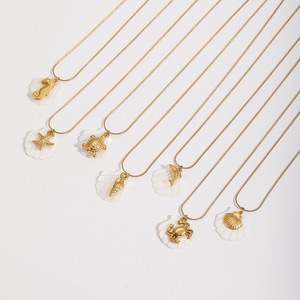 Collar de concha de tortuga de acero inoxidable, colgantes temáticos con forma de animal, cadena larga para clavícula, regalo para mujer - Product Image 3