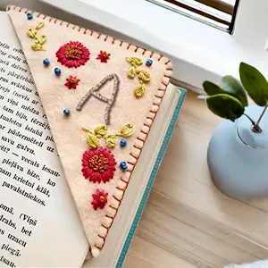 Dibuat dengan tangan bertema musim gugur yang dibuat sesuai pesanan bordir pembatas buku sudut cocok untuk pecinta buku membaca