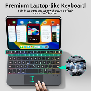 เคส Laudtec สำหรับ iPad Mini 6 ขนาด 8.3 นิ้ว พร้อมคีย์บอร์ดไร้สาย ไฟแบ็คไลท์ RGB ทัชแพด ขาตั้งปรับได้ บางเฉียบ สีดำ - Product Image 3