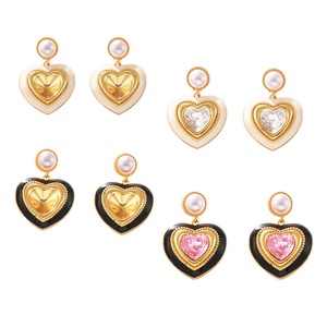 18K Trendy Fashion Love-Shape Hypoallergenic Brass <b>Earrings</b> High Quality <b>Crystal</b> Jewelry Diamonds Zircons for Women for Weddings - Product Image 1
