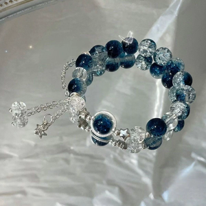 Pulsera <span class=keywords><strong>de</strong></span> Cuentas <span class=keywords><strong>de</strong></span> Vidrio Hecha a Mano con Dije <span class=keywords><strong>de</strong></span> Estrella Brillante, Accesorio <span class=keywords><strong>de</strong></span> <span class=keywords><strong>Moda</strong></span> Ajustable, Uso Diario Moderno N910261 - Product Image 3