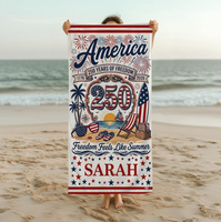 Serviette de bain absorbante à séchage rapide en microfibre douce, 250e anniversaire américain, couverture de plage avec drapeau américain pour la natation