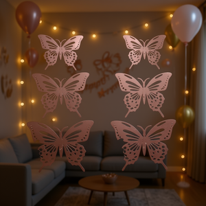 Mariposa Decorativa Oro Rosa, 6 Piezas, Decoración de Pared con Mariposas, Decoración para Fiestas - Product Image 3