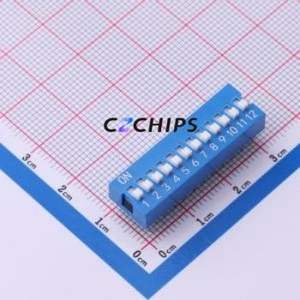 SMQS-12B-TP DIP Switch Switch ( Type: Flat Toggle, Raised Type )( Number of Switch Sections: 12 )( Lead Spacing: 2.54mm ) - Product Image 1