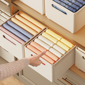 Boîte de rangement moderne en PP pour tiroir de maison, poignée rétractable, multifonctionnelle pour vêtements, aliments, jouets, lavable au lave-vaisselle - Product Image 2