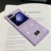 Casing Ponsel Berlian Mewah untuk Samsung Z Flip 6 5 4 3 Kristal Persegi Anti Benturan Pelindung Cover Shell