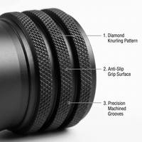 Adaptateur de tube conique usiné CNC sur mesure, anodisé noir, avec anneau de préhension moleté, boîtier de lunette optique en aluminium de précision, OEM ODM