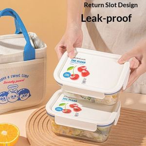Microwave Heated Glass Bowl Airtight Food <b>Storage</b> Container Portable Bento <b>Box</b> for Office Staff - Product Image 2