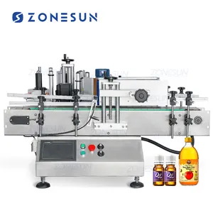 ZONESUN ZS-TB150 Vial Glass Jar Tabletop Can Sticker Wine Water Bottle Automatic Round Bottle Labeling Machine For Round Bottles