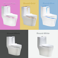 White Color Gold Line Floor Mounted Luxury Sanitary Ware Water Closet Bathroom Ceramic One Piece Toilet Commode