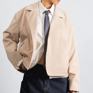 Chaqueta Corta de Hombre Estilo Gabardina, Casual, con Solapa, Corte Holgado, Minimalista, para Primavera y Otoño - Product Image 3