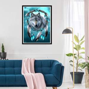 COOLEVE <span class=keywords><strong>Peinture</strong></span> Diamant Créative Paysage Attrape-rêves <span class=keywords><strong>Loup</strong></span> 30*40cm Kit Complet pour Débutants Options OEM/ODM Peintures Diamant Directes Décoration Maison - Product Image 2