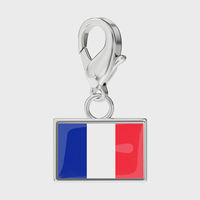 Nouveautés 2026 Bijoux Breloques à fermoir mousqueton avec motifs drapeau national et carte du monde pour la création de bijoux DIY, bracelets, colliers, porte-clés