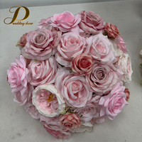 JINDA Großhandel Luxuriöse Rote Rosa Weiße Rose Hochwertige Künstliche Blumenkugel Hochzeits-Tischdekoration Seiden-Blumenbälle
