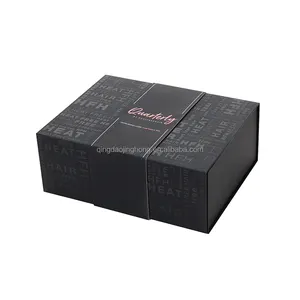 Confezione regalo pieghevole nera pieghevole in cartone di lusso all'ingrosso con chiusura magnetica per abbigliamento con logo personalizzato