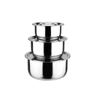 Cheap Wholesale Kitchen Stainless Steel Stock Pot Camping Cookware Sets 3PCS Cooking Pot With Cover