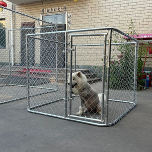 屋外犬の実行犬小屋パネル通気性のある屋根とジッパー閉鎖動物パターンデザインの亜鉛メッキチェーンリンクメタル - Product Image 6