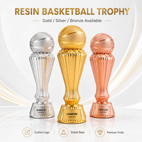 Trophée de basket-ball en résine avec logo gravé personnalisé pour les compétitions sportives de basket-ball