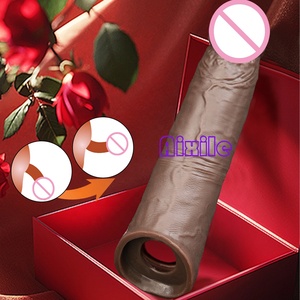 Manicotto realistico in silicone per pene, estensore per ingrandimento e aumento della circonferenza, accessorio per adulti, manica per ingrandimento del pene maschile - Product Image 2