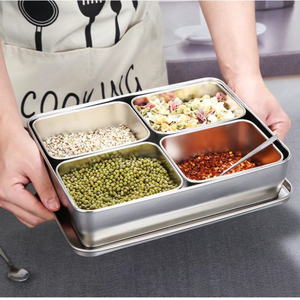 Serveur de <span class=keywords><strong>condiments</strong></span> divisé Boîte d'assaisonnement Stockage des assaisonnements Boîte à épices Boîte à bento en métal japonais en acier inoxydable - Product Image 1