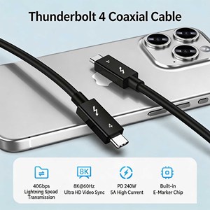 Cable Coaxial Thunderbolt 4 USB4 Tipo-C Macho a Macho, 40 Gbps de Datos, Video 8K a 60 Hz, Carga Rápida PD de 240 W - Product Image 3