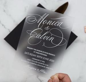 三つ折りカードウェディングプログラムカードつや消しアクリル招待状封筒付き卸売金箔 - Product Image 6