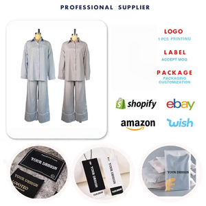 Conjunto de Duas Peças de Verão Elegante Hk7246: Camisa Listrada Solta de Gola Dobrável e Calças de Perna Larga para Mulheres - Product Image 6
