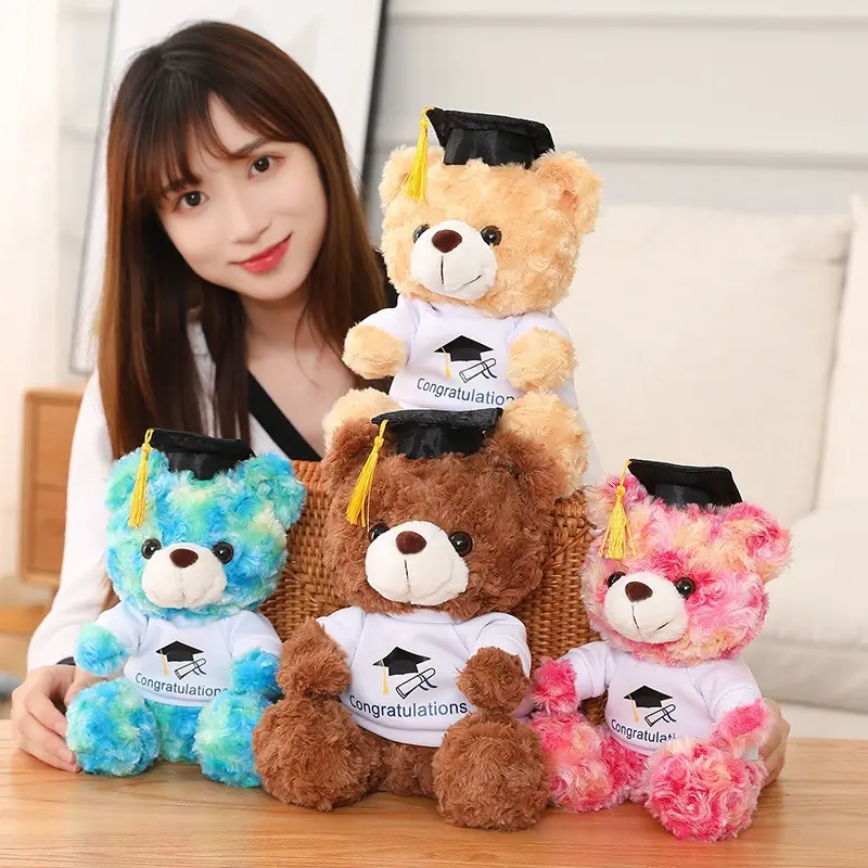 Hot Selling Graduation Gift Present Bachelor Teddy Bear With Hat Plush Doll Stuffed Animal Souvenir Bear Plush Toys