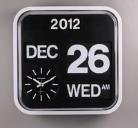 Horloge murale carrée moderne à calendrier automatique, multifonction, en plastique, de luxe, avec fonction de retournement de page