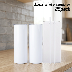 USA Stock Stainless Steel Vacuum Insulated Double Wall 15oz Tumbler with <b>Plastic</b> <b>Straw</b> - Product Image 2