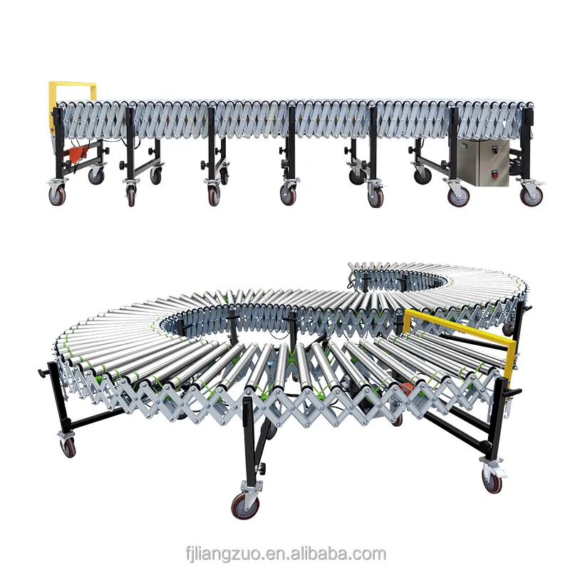 LIANGZO Motorized Electric Automatic Round Belt Flexible Roller Conveyor for Packing