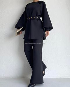 Conjunto personalizado de OEM superior y pantalón de pierna ancha conjunto de mujeres musulmanas modestos conjuntos de 2 piezas - Product Image 2