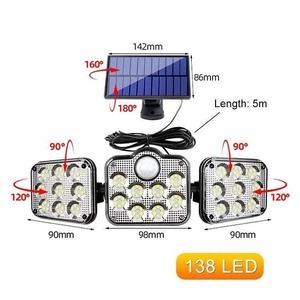 Three Head <b>LED</b> Solar Wall <b>Light</b> With Remote Control Outdoor Waterproof <b>Motion</b> <b>Sensor</b> <b>Light</b> For Garden Yard Security Lighting - Product Image 5