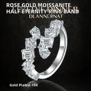 Wholesale Half <b>Eternity</b> Wedding <b>Ring</b> Band Elegant 925 Sterling <b>Silver</b> Pave Setting Stackable Moissanite Trendy - Product Image 2