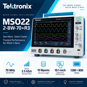 Osciloscopio de Señales Mixtas Tektronix MSO22 2-BW-70+R3, 70MHz, 2 Canales, 2.5GS/s, 10M de Longitud de Registro, Pantalla Táctil de 10.1 Pulgadas, 8 Bits - Product Image 3
