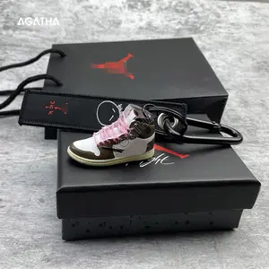 gift set travis scott embroidery pvc keyring lanyard custom mini shoe wholesale sneaker keychain 3d with box