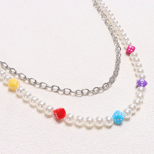 Cadena de cintura de perlas de imitación de doble capa, estilo Hip Hop, diseño geométrico, para uso diario. - Product Image 4