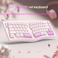 EN Stock Alice69 clavier à membrane filaire ergonomique divisé 69 touches bouton multimédia clavier de jeu de correspondance des couleurs à la mode