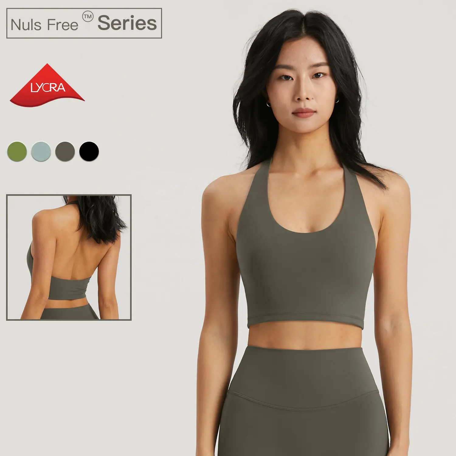 NULS FREE Super Stretch Halter Neck Sports Tops Custom Open Back Yoga Bra For Woman