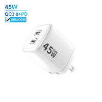 Adaptateur de charge USB-C Justlink PD 45W GaN avec prise EU US UK, chargeur mural USB-C avec protection ignifuge pour iPhone