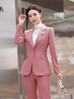 Costumes professionnels haut de gamme pour femmes, en tissu peigné infroissable, pour le printemps et l'automne, style élégant pour le bureau et les événements.