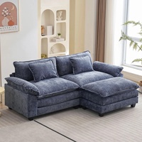 Weiches Stoffsofa mit Cremefarbenem, Breitem, Bequemem Wolken-Sitzgefühl, Ecksofa mit Ottoman, Tiefsitz und Plüschkissen, Modular für Wohnzimmer