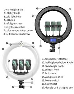 LCD Screen 45cm 18inch Photographic Selfie Led Circle Ring Fill Light for Live Stream Makeup Youtube Video - Product Image 3