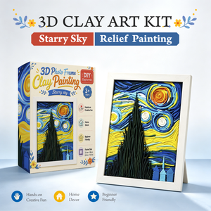 Kit de Peinture en Argile 3D Cadre Photo Ciel Étoilé Relief Artistique Non Toxique Style Van Gogh DIY Décoration Maison Cadeau OEM Vente en Gros - Product Image 1