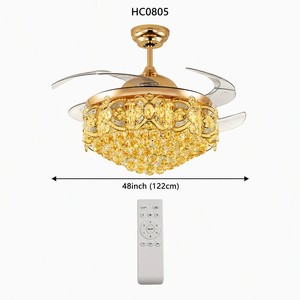 Luxury 48 Inch Crystal <b>Ceiling</b> <b>Fan</b> with LED Light Dimmable 3 Color Temperature Reversible DC Motor <b>Remote</b> - Product Image 4